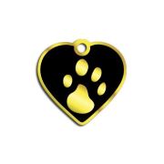 Dalis Pet Tag - Kalp Şeklinde 24 Ayar Altın Kaplama Küçük Köpek ve Kedi Künyesi (Siyah)