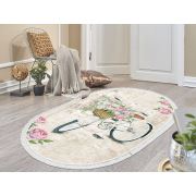 Dekoreko İnci Halı Dijital Saçaklı Oval 1850 Desen 1 120x180 cm