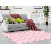 Dekoreko İnci Halı Dijital Saçaksız 2025 Pembe-Beyaz 80x120 cm