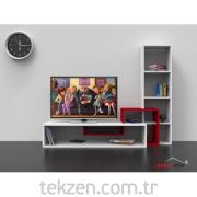 Dekorister Stab Tv Ünitesi Kırmızı-Beyaz