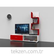 Dekorister Akay Tv Ünitesi Ceviz-Beyaz Beyaz-Kırmızı