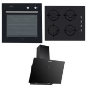 Dominox Ankastre Set: DO 86 M NT BK Fırın, DHG 604 4G BK SE Ocak, DA 625 V BKA Davlumbaz