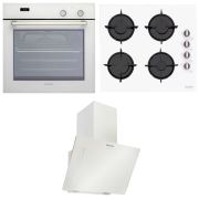 Dominox Ankastre Set: DO 86 M NT WH Ankastre Fırın, DHG 604 4G WH S E Ocak, DA 615 V WH A Davlumbaz