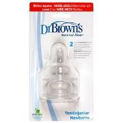 Dr. Brown's 1. Aşama Geniş Ağız Biberon Emziği (2 Adet)
