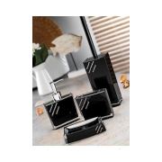 Efe Mark 9166 S-4 Taşlı Lüks 4'lü Banyo Seti Siyah