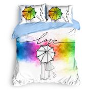 Eponj Home Enlora %100 Doğal Pamuk 3D Nevresim Seti Çift Kişilik Poet Beyaz-Mix