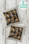 Eponj Home 1 Alana 1 Bedava Dijital Kırlent 40x40cm Ikat Bej