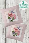 Eponj Home 1 Alana 1 Bedava Dijital Kırlent 40x40cm Roseberry Pudra