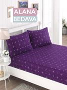Eponj Home 1 Alana 1 Bedava Lastikli Çarşaf Seti Tek Kişilik Ornament Benekli Mor