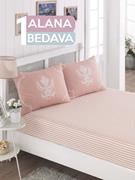 Eponj Home 1 Alana 1 Bedava Lastikli Çarşaf Seti Tek Kişilik Pure Pudra