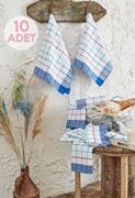 Eponj Home 10'lu Kurulama ve Mutfak Peçetesi 46x76Cm Çizgili Mavi