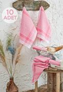 Eponj Home 10'lu Kurulama ve Mutfak Peçetesi 46x76Cm Ekose Pembe