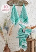 Eponj Home 10'lu Kurulama ve Mutfak Peçetesi 46x76Cm Ekose Yeşil