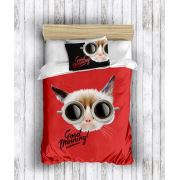Eponj Home 3D Nevresim Seti Pamuk Tek Kişilik Caffe Kırmızı