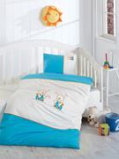Eponj Home Akfil Bebek Nakışlı Nevresim Takımı Ayıcıklı Mavi