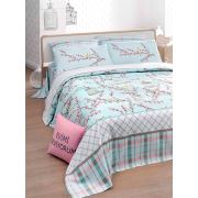 Eponj Home Baskılı Pike Takımı Çift Kişilik BirdCage Turkuaz