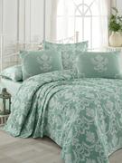 Eponj Home Baskılı Pike Takımı Çift Kişilik Pure SuYeşili
