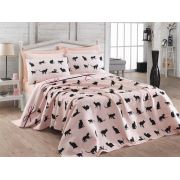 Eponj Home Baskılı Pike Takımı Tek Kişilik Cats Pudra