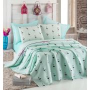 Eponj Home Baskılı Pike Takımı Tek Kişilik Flamingo Mint