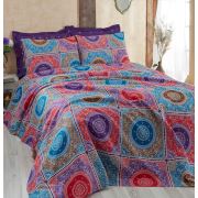 Eponj Home Baskılı Pike Takımı Tek Kişilik Ornament Mor