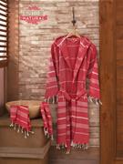 Eponj Home Bornoz Peşkir Seti Sultan Kırmızı L-XL