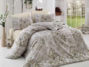 Eponj Home Cotton Life Baskılı Pike Takımı Tek Kişilik Elit Kahve