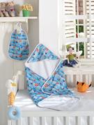 Eponj Home Hediyeli Bebek Havlu Seti Dijital Kayıkçı Beyaz