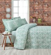 Eponj Home Kapitone Yatak Örtüsü Seti Çift Kişilik Pure SuYeşili