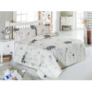 Eponj Home Kapitone Yatak Örtüsü Seti Tek Kişilik Efil Bej-Gri
