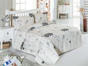 Eponj Home Kapitone Yatak Örtüsü Seti Tek Kişilik Efil Bej-Gri