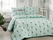 Eponj Home Kapitone Yatak Örtüsü Seti Tek Kişilik Flamingo Mint