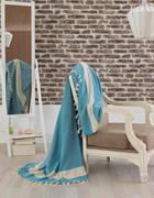 Eponj Home Natural Yatak Örtüsü Balıksırtı Turkuaz Battal Boy