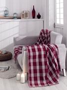 Eponj Home Naturel Koltuk Örtüsü Dokuma Max.Kareli Bordo