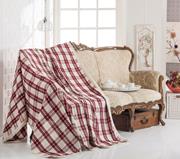 Eponj Home Naturel Koltuk Örtüsü Dokuma Min. Kareli Bordo