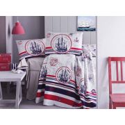 Eponj Home Baskılı Pike Takımı Tek Kişilik Fairway Kırmızı