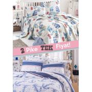 Eponj Home 2'li Pike Tek Kişilik Marine-Çapa Beyaz A.Mavi