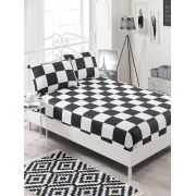 Eponj Home B&W Lastikli Çarşaf Seti Çift Kişilik Dames
