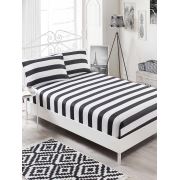 Eponj Home B&W Lastikli Çarşaf Seti Çift Kişilik Line