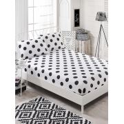 Eponj Home B&W Lastikli Çarşaf Seti Çift Kişilik Point