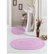 Eponj Home Banyo Paspas Seti Oval Pamuklu Osmanlı Pembe