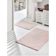 Eponj Home Banyo Paspası Seti Aplik Güpürlü Pudra