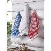 Eponj Home 3lü Mutfak Peçetesi 45x70 cm Mavi-Kırmızı-Beyaz