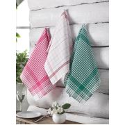 Eponj Home 3lü Mutfak Peçetesi 45x70 cm Yeşil-Pembe-Beyaz