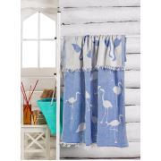 Eponj Home Peştemal Jakarlı Çift Katlı Flamingo Mavi