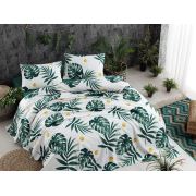 Eponj Home Doğal Pike Baskılı Çift Kişilik Monstera Yeşil