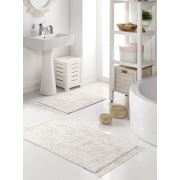 Eponj Home Banyo Paspas Seti Erguvani - Saçaklı Düz Krem