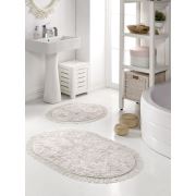 Eponj Home Banyo Paspas Seti Erguvani - Saçaklı Oval Vizon