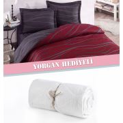 Eponj Home Yorgan Hediyeli Nevresim Seti Çift Kişilik Verda Bordo