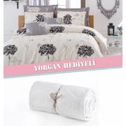 Eponj Home Yorgan Hediyeli Nevresim Seti Çift Kişilik Efil Bej-Gri