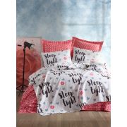 Enlora %100 Doğal Pamuk Pike Örtü Çift Kişilik SleepTight Fuşya-Beyaz